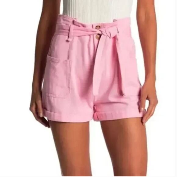 Elodie Pants - Elodie Pink High Waisted Tie Front Shorts